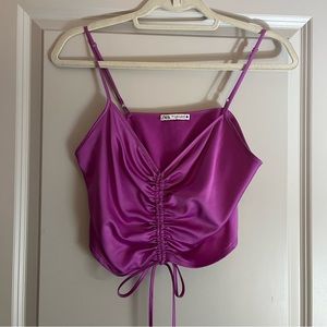 Zara purple satin crop tank